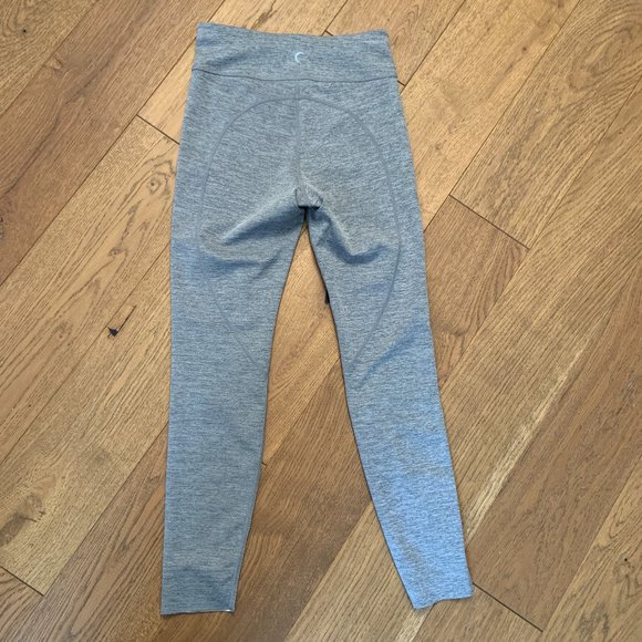 Zyia Grey Neon Yellow Racing Stripe High Rise Luxe Leggings Size 2 - Picture 7 of 13